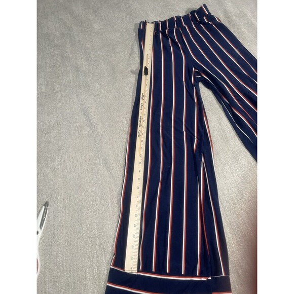 Ultra Flirt Pants Women's Medium Navy Striped Wide Leg Pants - Picture 11 of 16